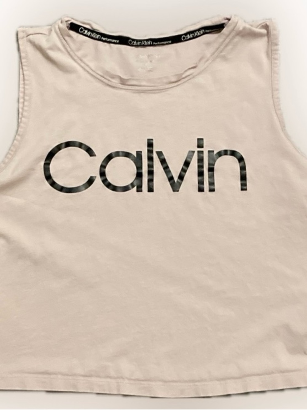 Calvin Klein Pale Pink Tank with Black Logo Women’s Size M